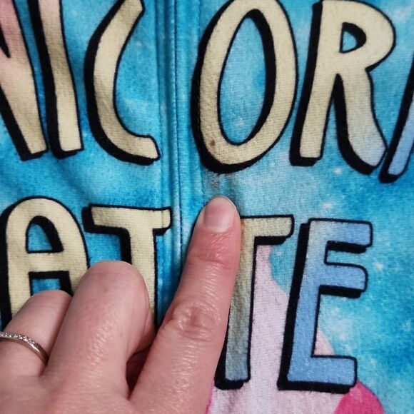 Justice Girls Unicorn Latte Hooded Pajama Lounge Set - Size 10 - Picture 2 of 6